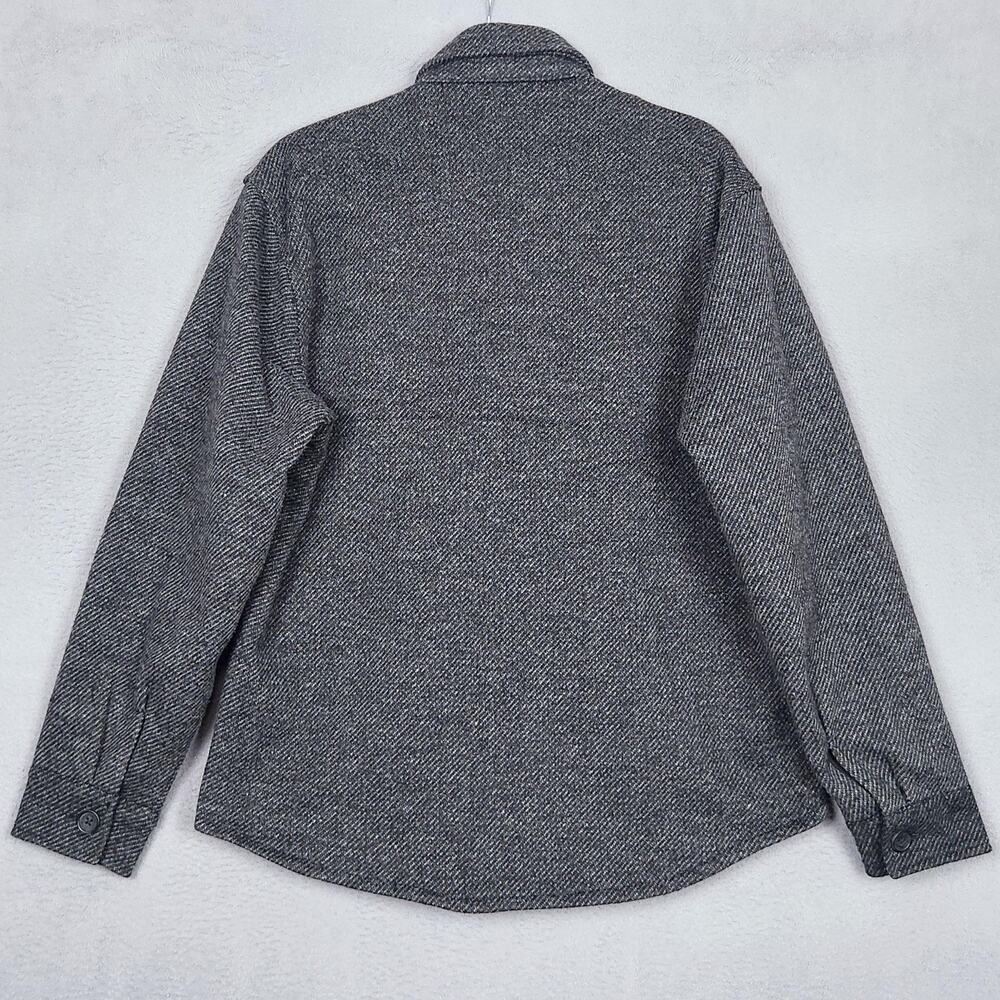 Banana Republic Shirt Jacket Mens Small Gray Herringbone Button Front Lined - Picture 2 of 16